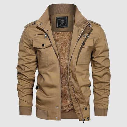 Blouson Aviateur Élégant Homme – Veste Hiver Doublée Polaire & Col Roulé