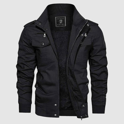 Blouson Aviateur Élégant Homme – Veste Hiver Doublée Polaire & Col Roulé