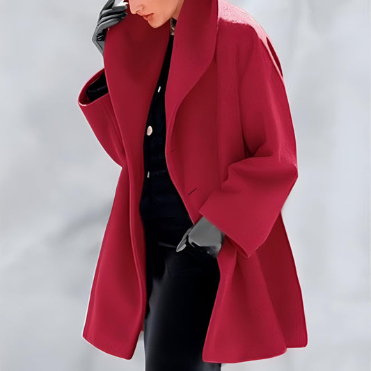 Manteau Femme Écarlate à Col Détendu et Manches Élégantes - LuxeStyle