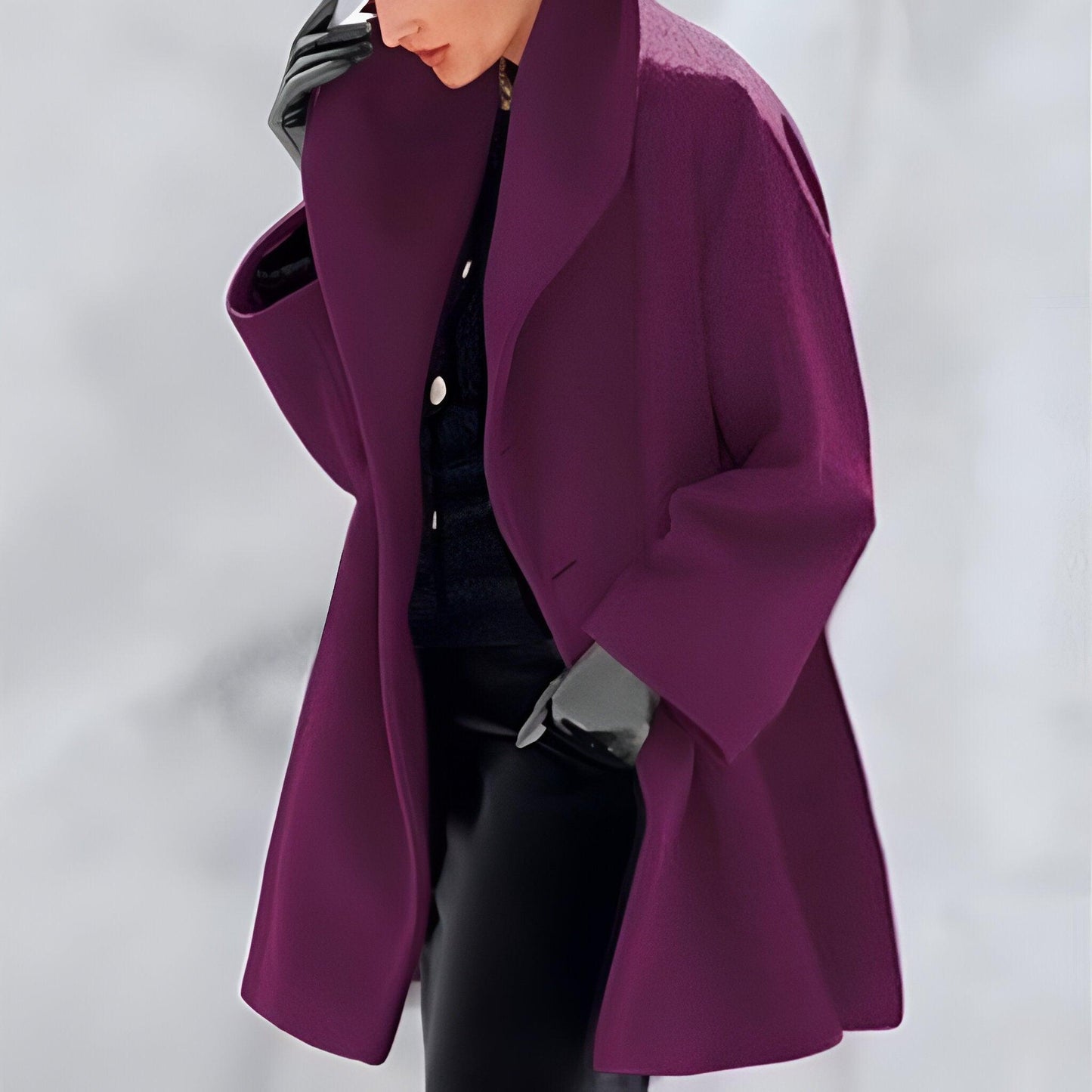 Manteau Femme Écarlate à Col Détendu et Manches Élégantes