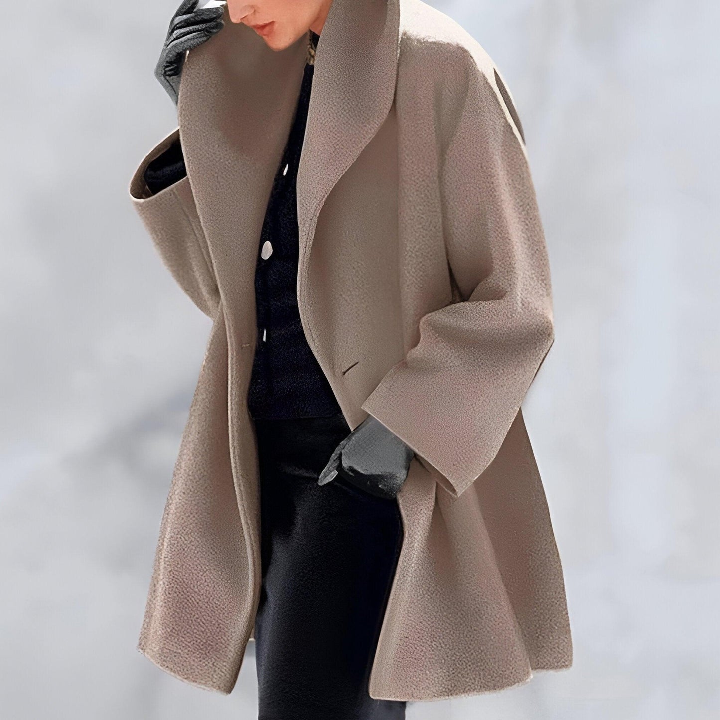 Manteau Femme Écarlate à Col Détendu et Manches Élégantes