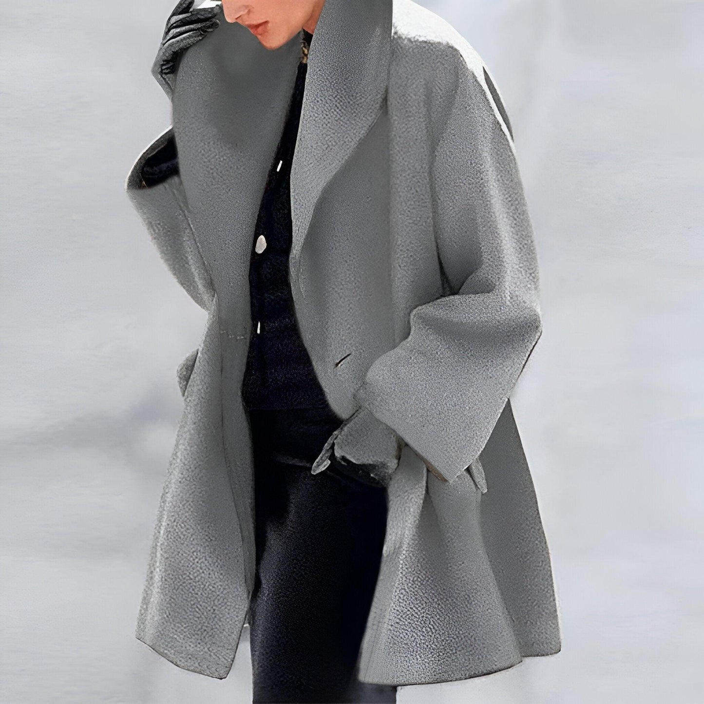 Manteau Femme Bourgogne à Col Évasé et Manches Élégantes