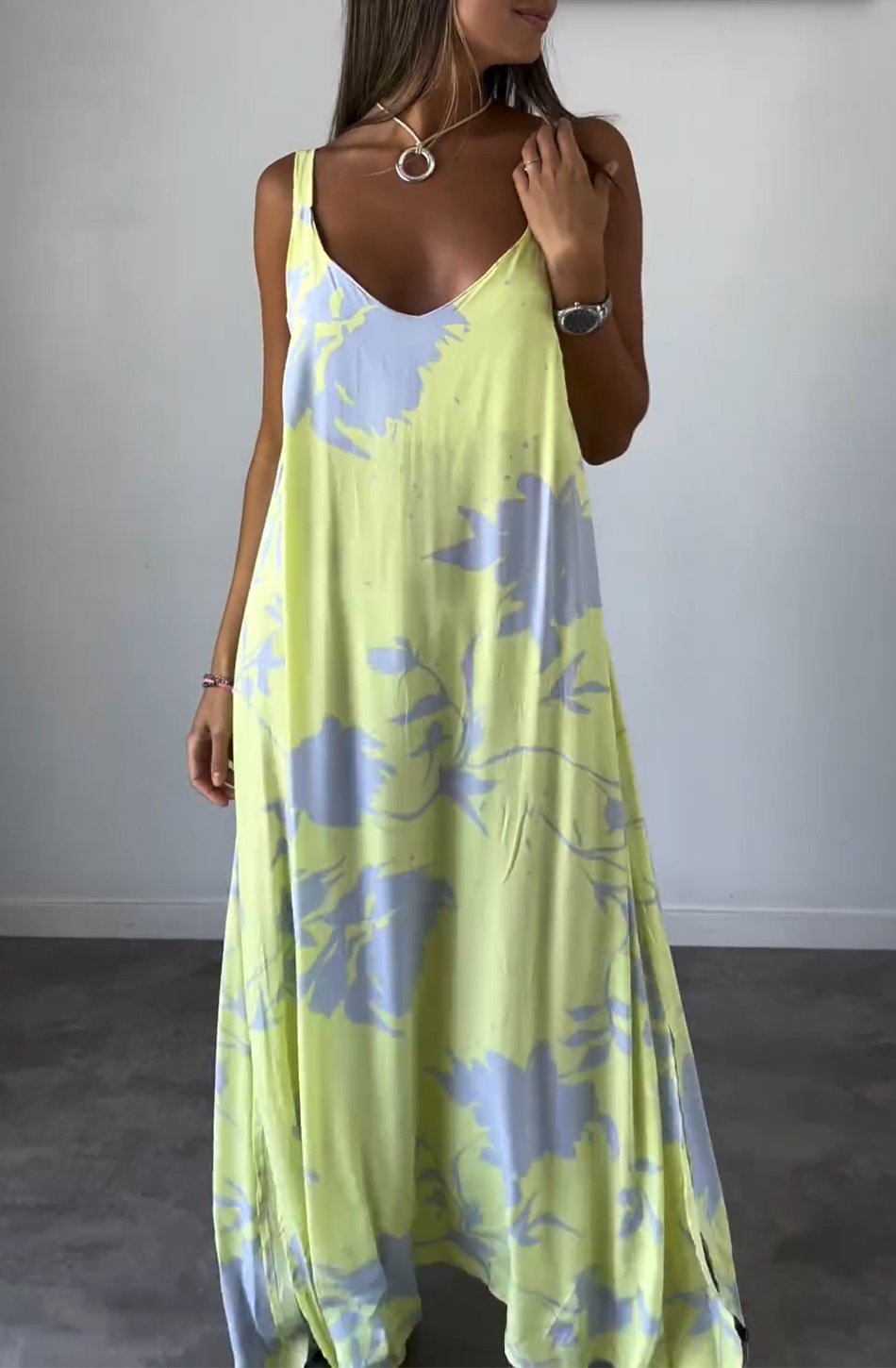 Robe Été Femme Fleurs Colorées Décolletée