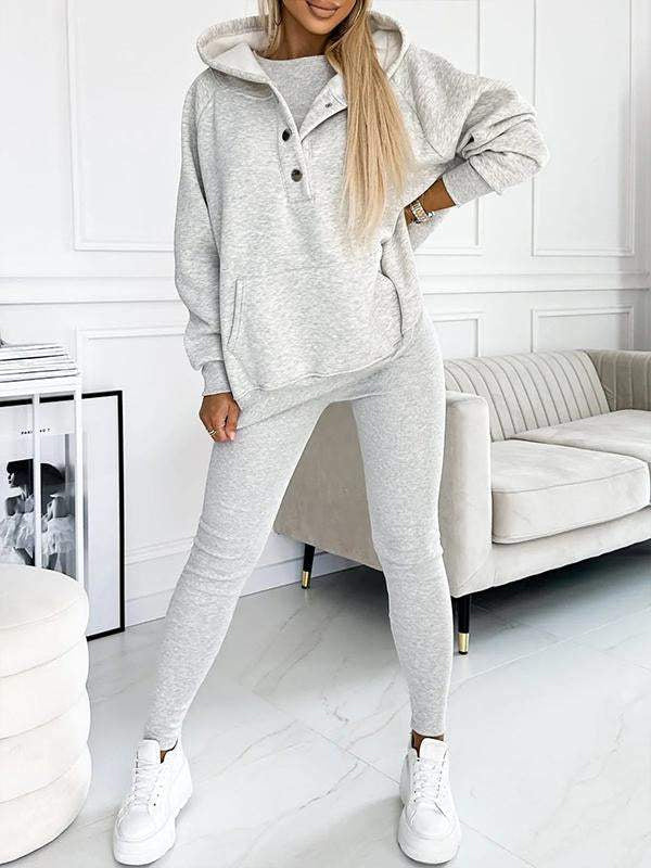 Vêtements Décontractés Femme – Ensemble Douillet avec Sweat Capuche & Pantalon Élastique - LuxeStyle