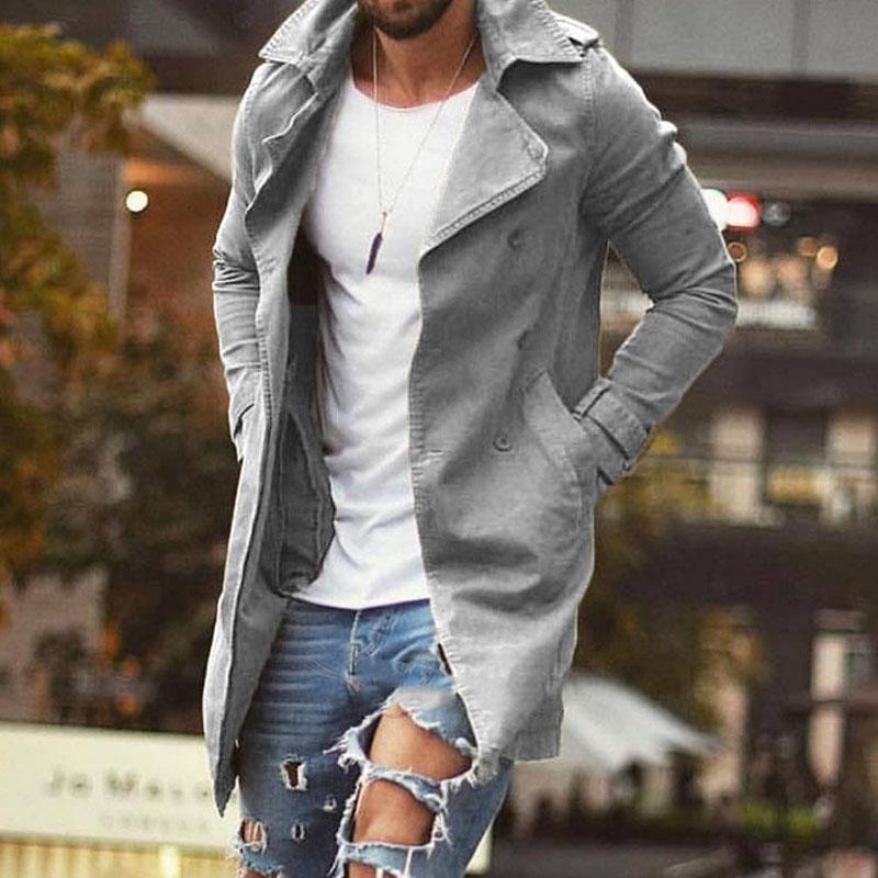 Manteau Trench Classique Homme Marine à Fermeture Éclair