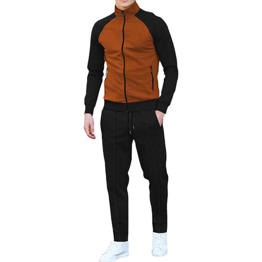 Veste de sport décontractée marron noir homme - LuxeStyle