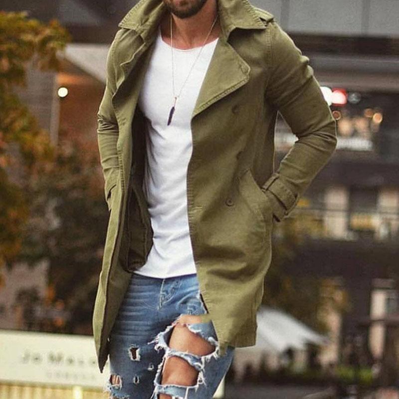 Manteau Trench Classique Homme Marine à Fermeture Éclair