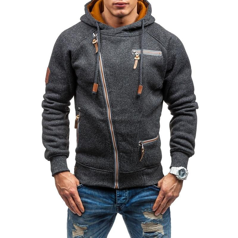 Blouson à capuche zippé noir pour homme