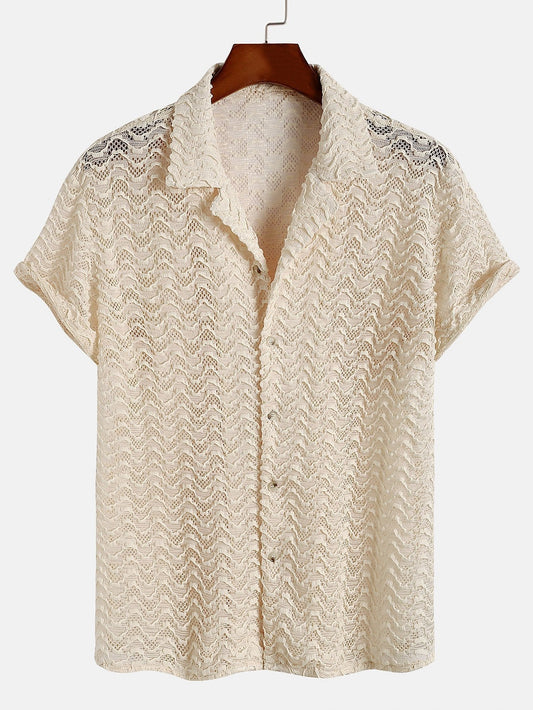 Chemise Décontractée Homme Manches Courtes Effet Texturé - LuxeStyle