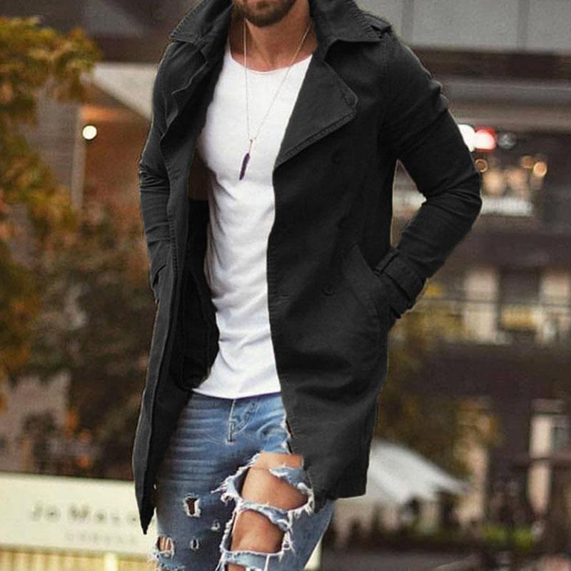 Manteau Trench Classique Homme Marine à Fermeture Éclair