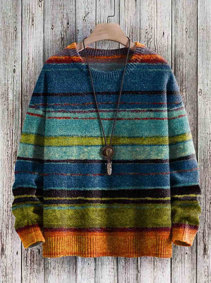 Pull en Laine Coloré à Rayures pour Homme