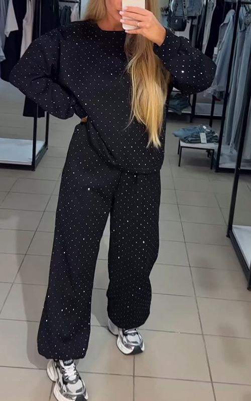 Tenue Décontractée Femme Élégante - Pyjama Chic avec Paillettes & Coupe Détendue - LuxeStyle