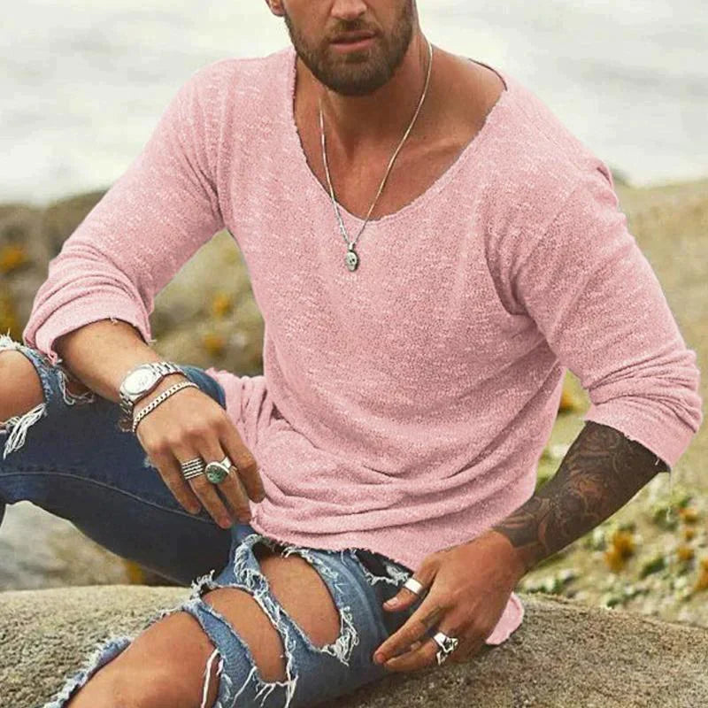 Chemise Relaxe Manches Longues Col Large - LuxeStyle