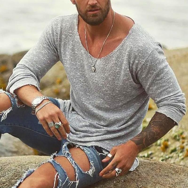 Chemise Relaxe Manches Longues Col Large