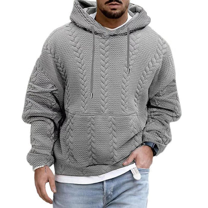 Sweat à capuche gris mélange torsadé homme - LuxeStyle
