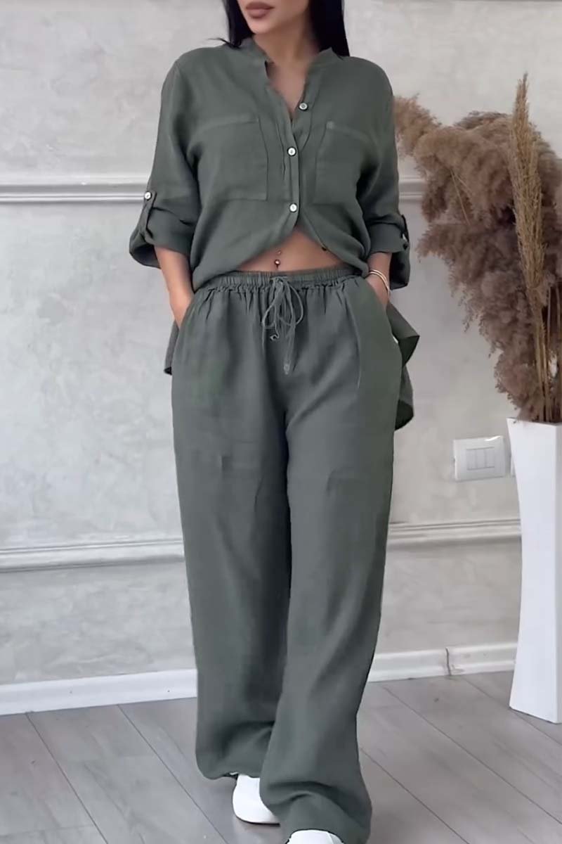 Tenue Femme Élégante Noir Chemisier et Pantalon Chic