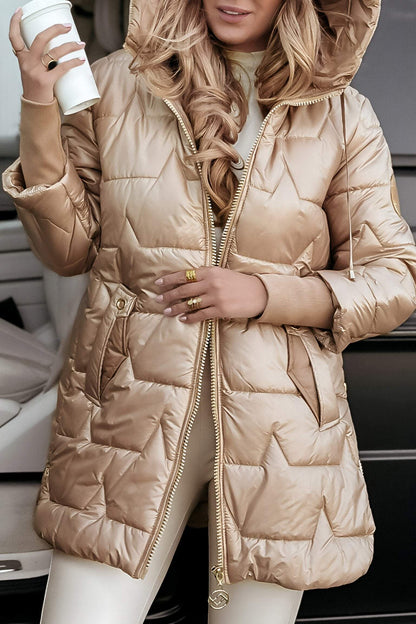 Manteau hivernal douillet pour femme, couleur sable - LuxeStyle