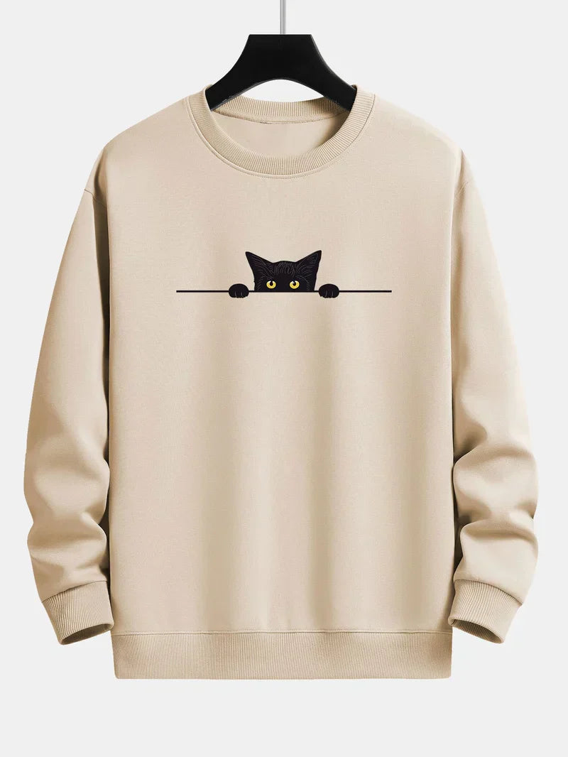 Sweat à Capuche Décontracté Chat Noir pour Homme - LuxeStyle