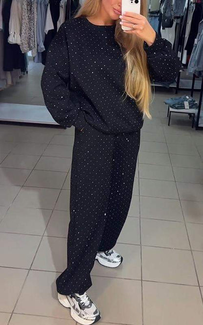 Tenue Décontractée Femme Élégante - Pyjama Chic avec Paillettes & Coupe Détendue