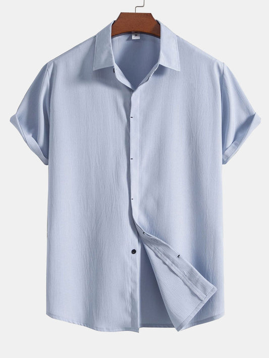 Chemise Homme Classique à Boutons Cachés en Tissu Plissé - LuxeStyle
