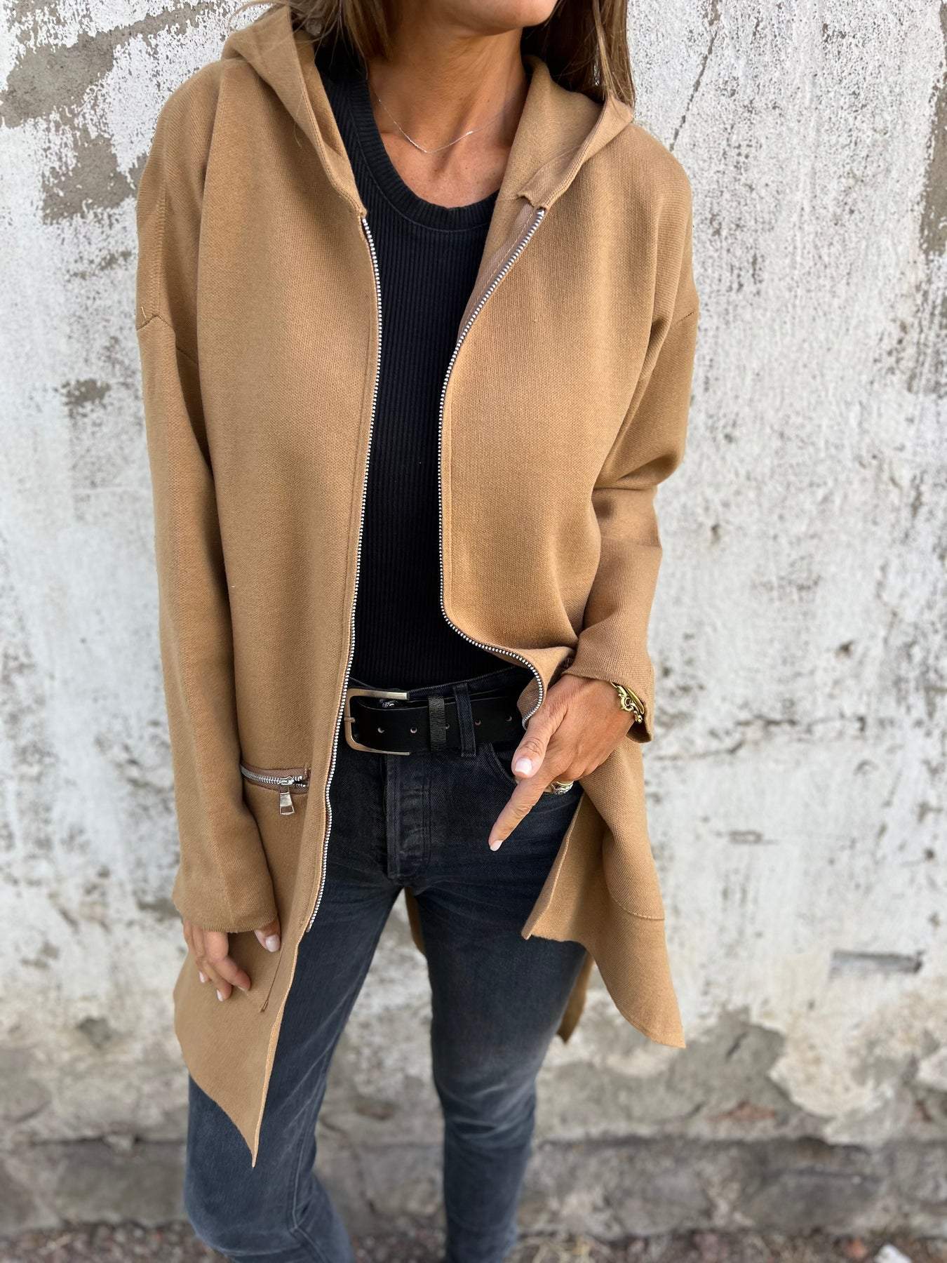 Veste feminine à manches longues et coupe décontractée