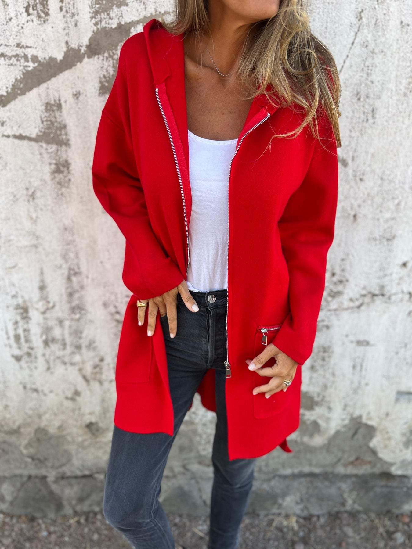 Veste feminine à manches longues et coupe décontractée