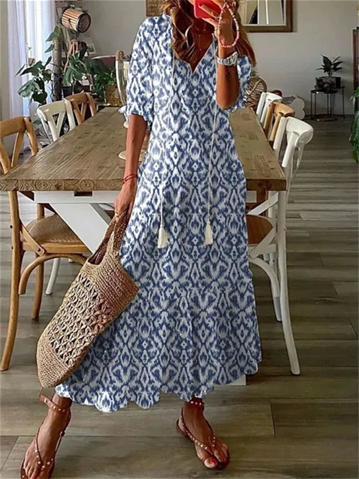Robe Élégante en Soie Fleuri pour Femme