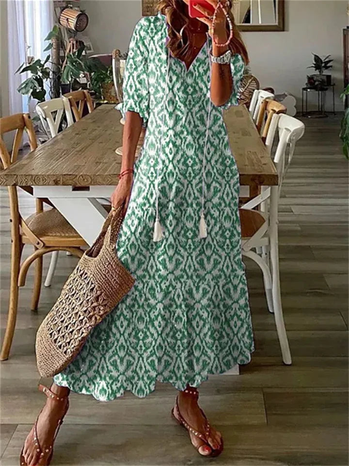 Robe Élégante en Soie Fleuri pour Femme