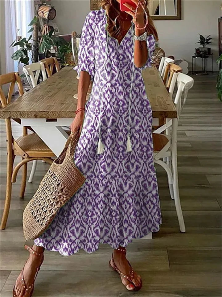 Robe Élégante en Soie Fleuri pour Femme