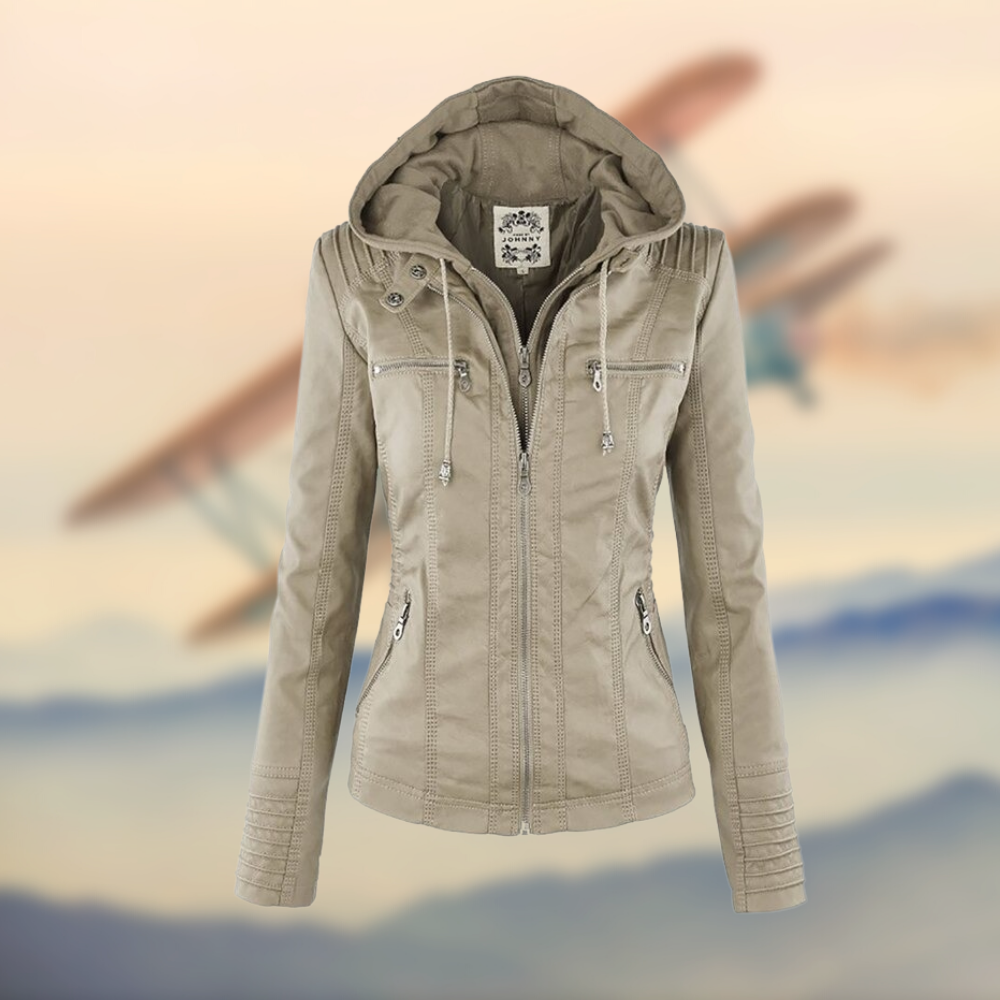 Veste Cuir Femmes Élégante et Durable avec Capuche