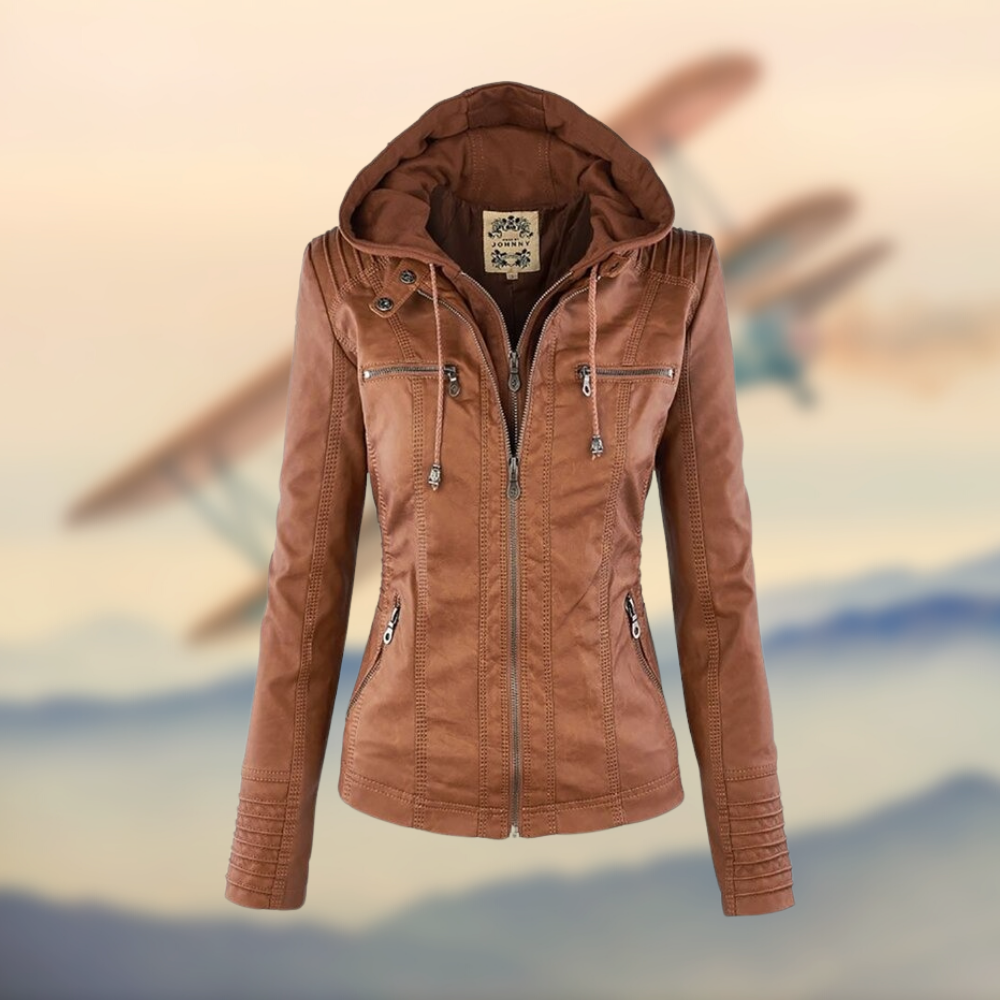 Veste Cuir Femmes Élégante et Durable avec Capuche - LuxeStyle