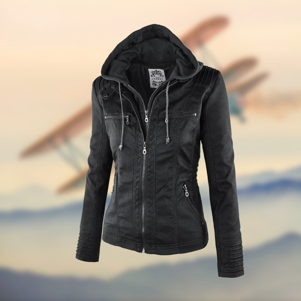 Veste Cuir Femmes Élégante et Durable avec Capuche