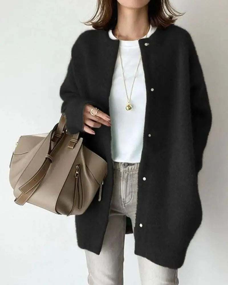 Gilet femme épais en laine marron avec fermure éclair