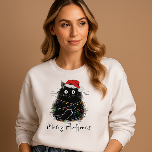 Sweat à manches longues féminin Noël Chat Mignon - LuxeStyle