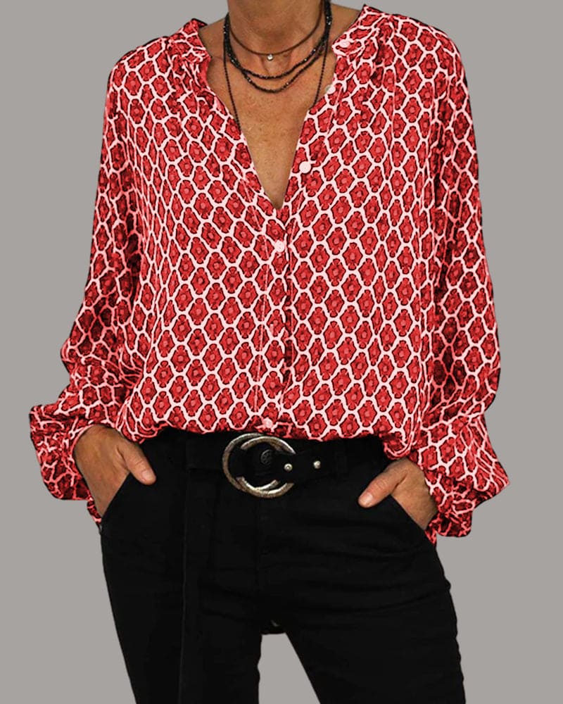 Chemisier Femme Imprimé Carré Noir Beige