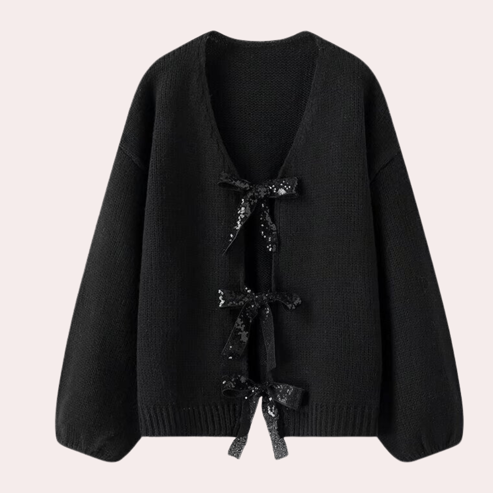BETTY - Cardigan Classique avec Nœud pour Femmes