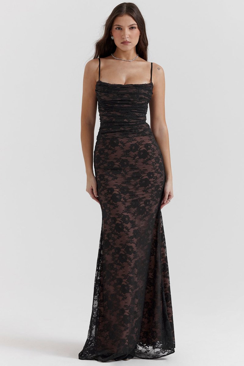 Robe femme élégante manches longues décolleté profond - LuxeStyle
