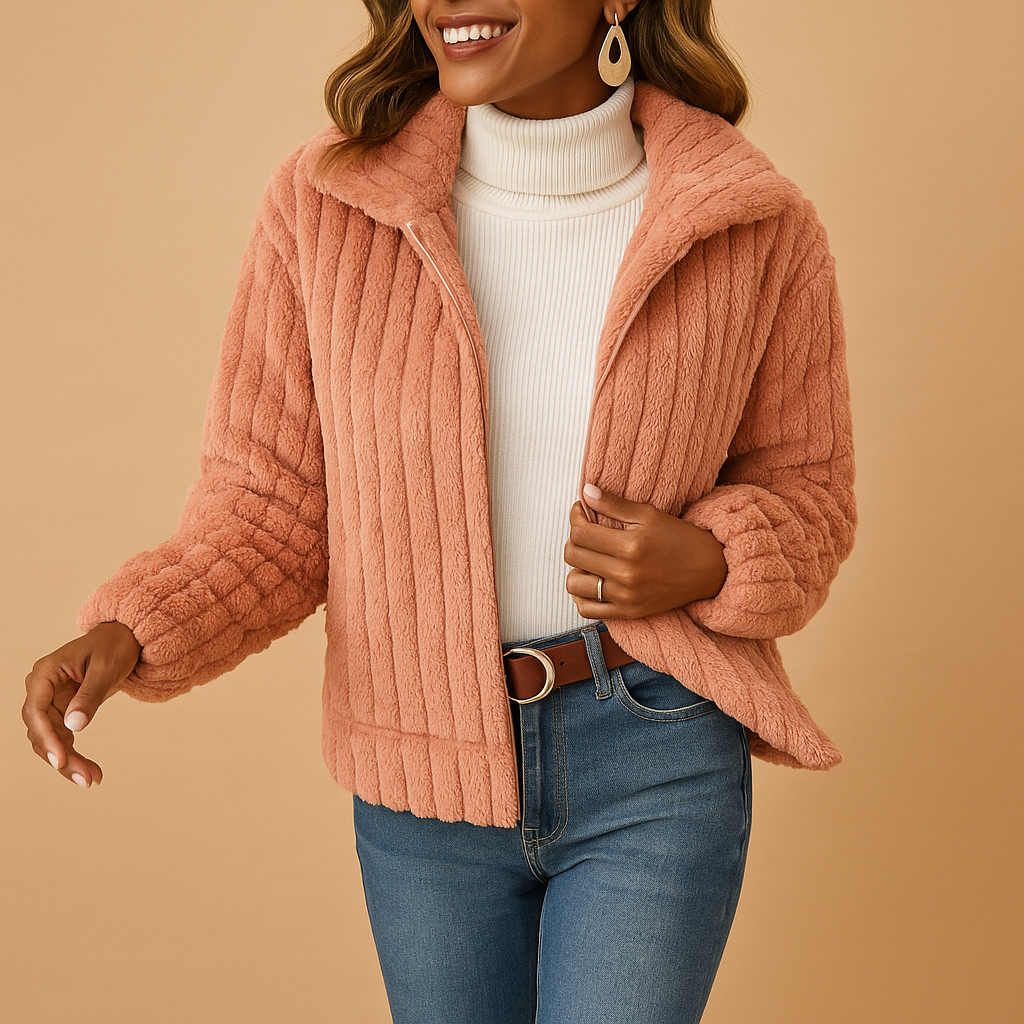 Veste fausse fourrure chic mi-saison pour femme