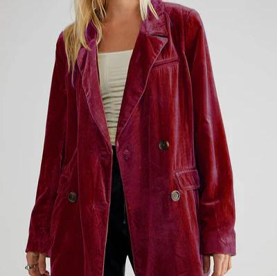 Veste Velours Élégante Col en V