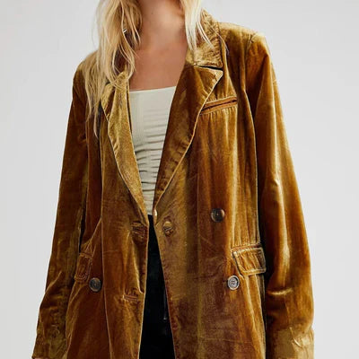 Veste Velours Élégante Col en V - BlxckFR