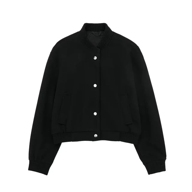 Veste Bomber Court avec Fermeture Éclair