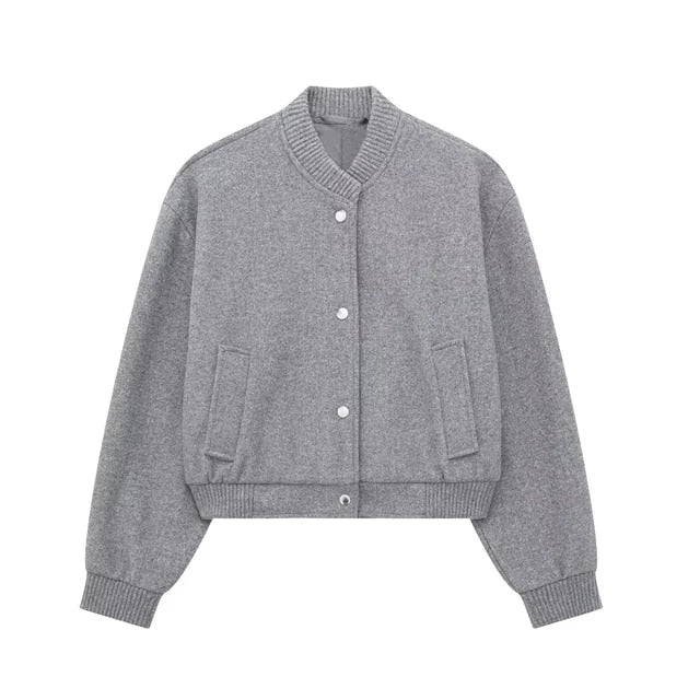 Veste Bomber Court avec Fermeture Éclair