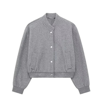 Veste Bomber Court avec Fermeture Éclair