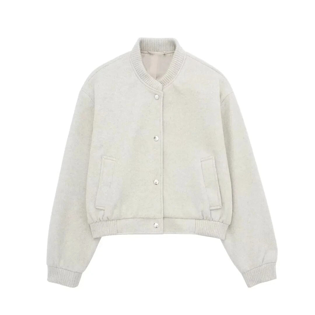 Veste Bomber Court avec Fermeture Éclair