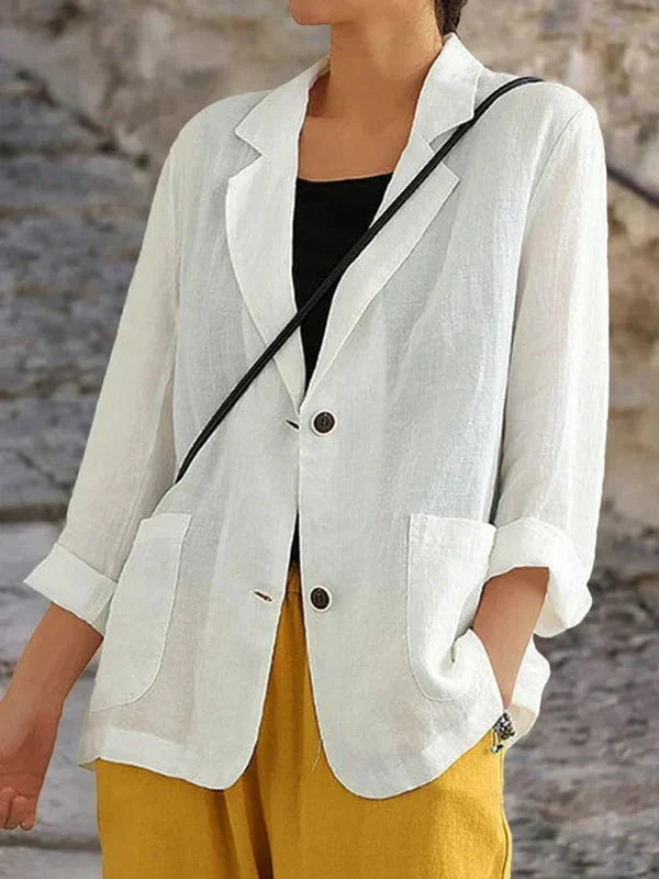 Veste Femme Bleu Ciel Élégante à Poches