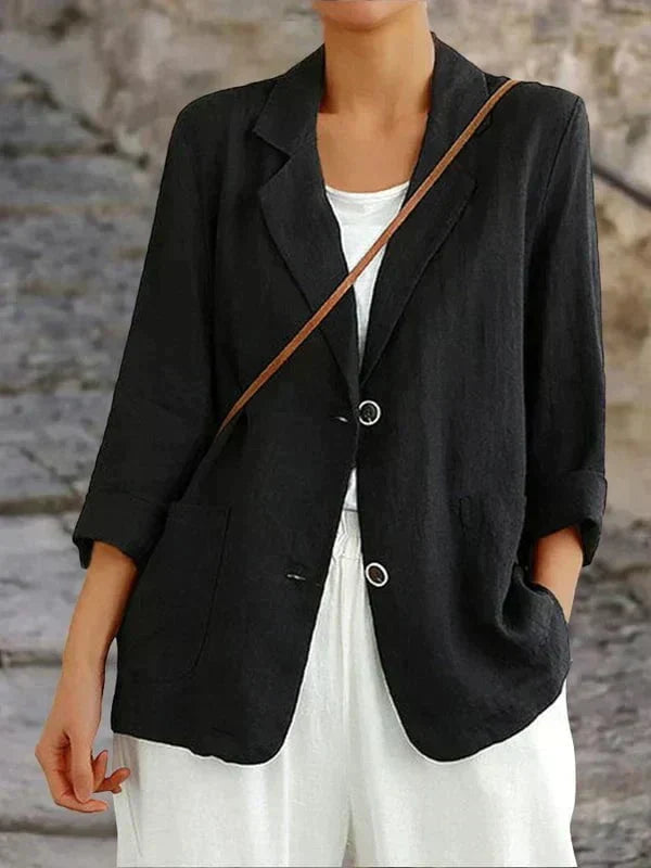 Veste Femme Bleu Ciel Élégante à Poches