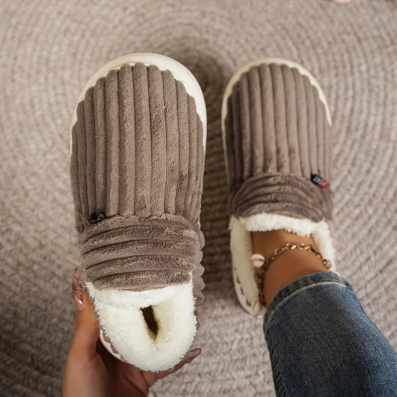 Chaussons Femme Douillets - Pantoufles en Velours Confort avec Doublure Peluche & Semelle Grip