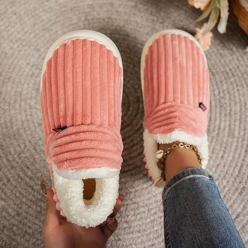 Chaussons Femme Douillets - Pantoufles en Velours Confort avec Doublure Peluche & Semelle Grip