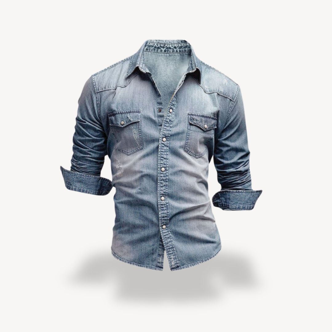 Chemise denim cowboy pour homme - Manches longues