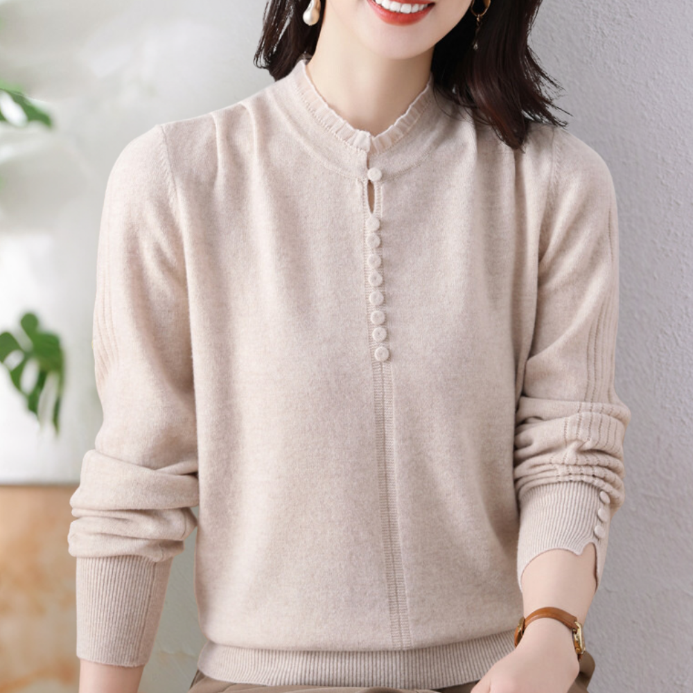 MARIELA - Pull Décoratif à Boutons Élégant pour Femmes